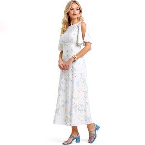 And OTHER STORIES White Floral Short Flutter Sleeve Maxi Dress Size 6